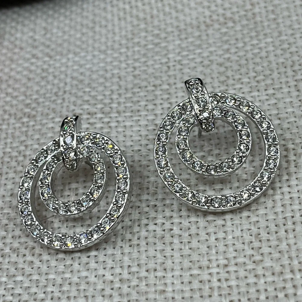 Nolan Miller Glamour Collection Pave Triple Circle Earrings w/ Box and Cert - Picture 14 of 17